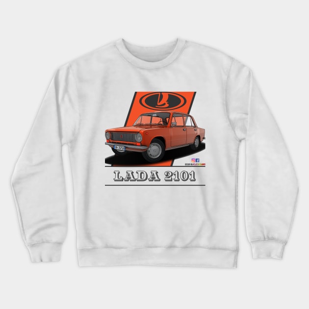 Lada 2101 1970 Orange Crewneck Sweatshirt by PjesusArt